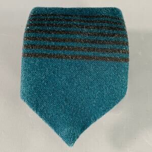 ADAM KIMMEL Teal Stripe Cotton Twill Skinny Tie